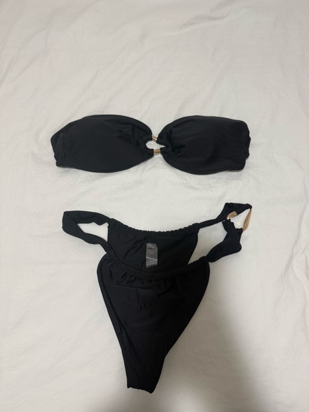 Fashion Nova Black Strapless Bandeau Bikini Set